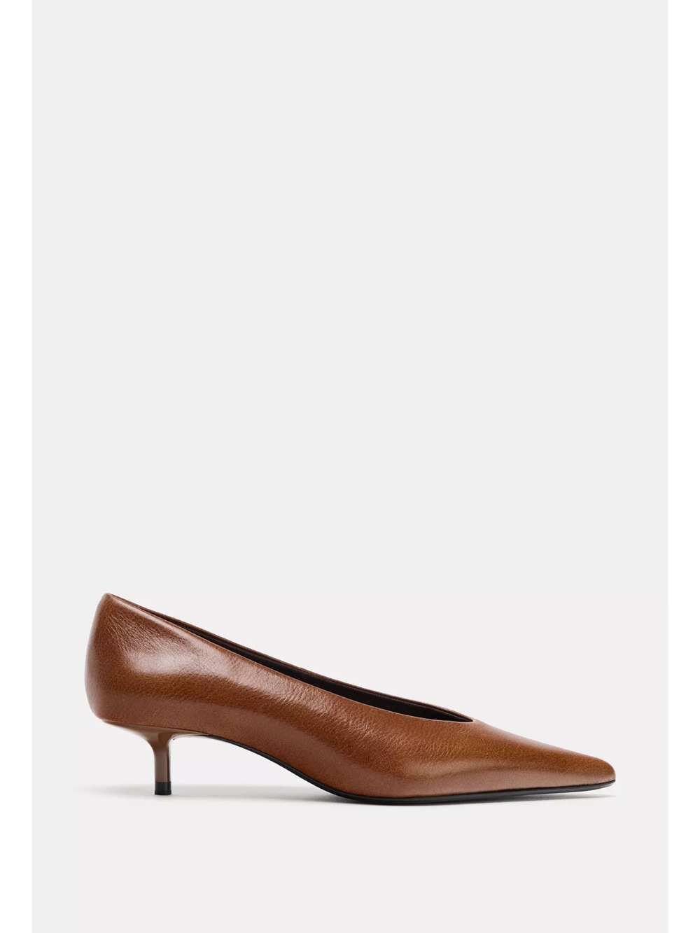 Zara LEATHER KITTEN HEEL SHOES - Picture 2 of 3